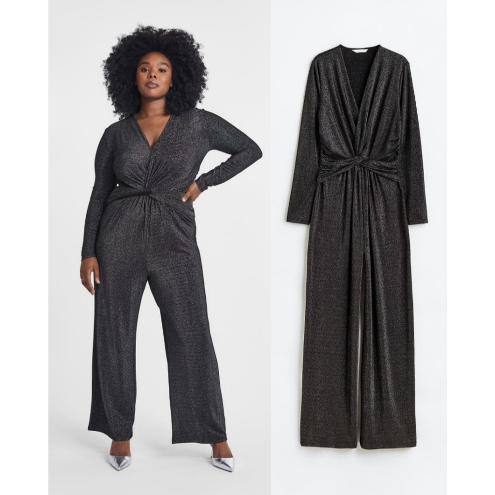 NWT Long Sleeve Glittery Knot Detail Jumpsuit in Size M